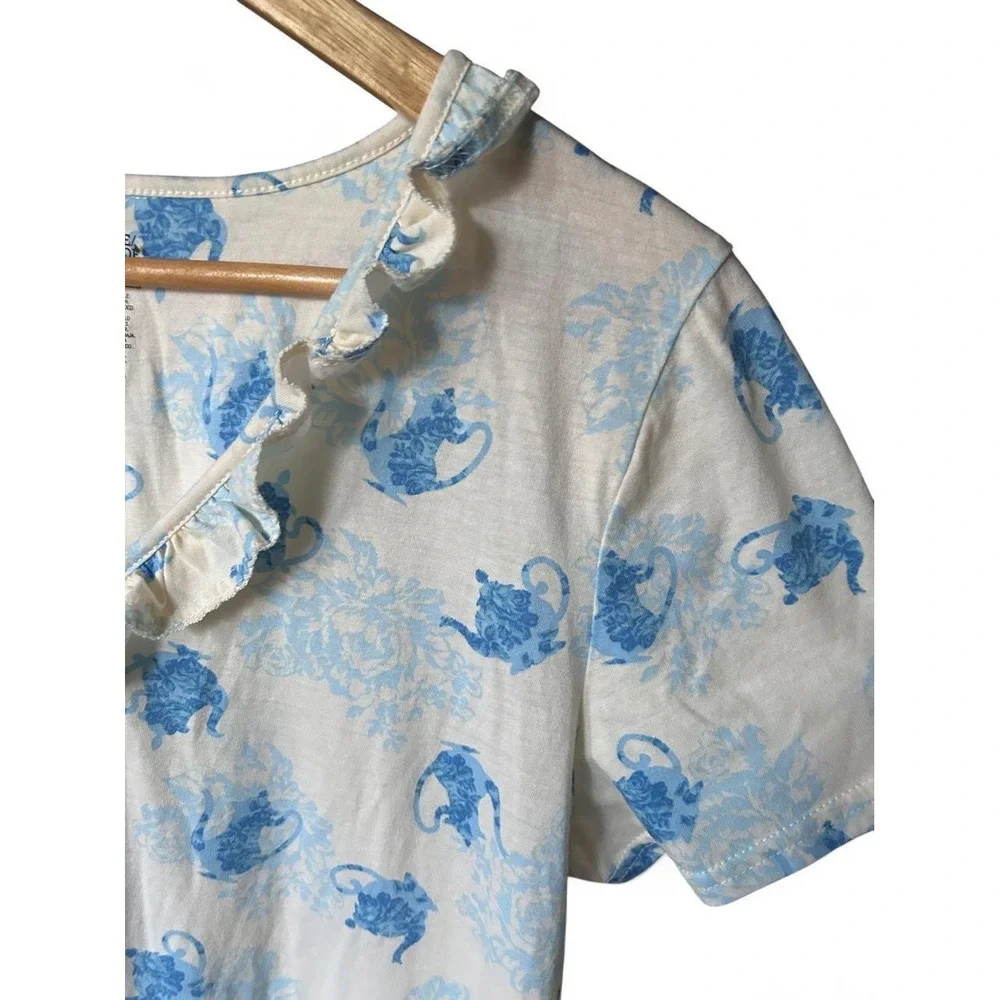 Teapot Dress Cottagecore Floral Toile-Style Romantic Soft Girl Coquette Sleep XL